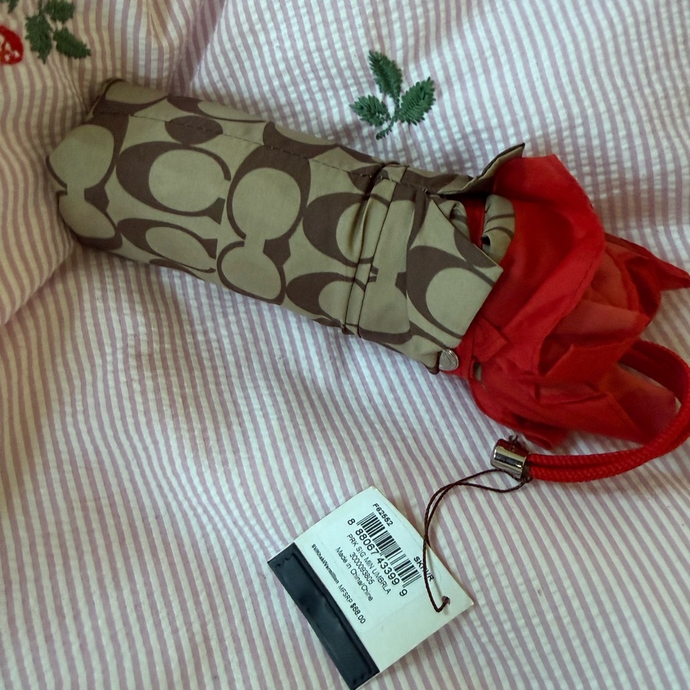 Coach Stylish Red and Brown Umbrella